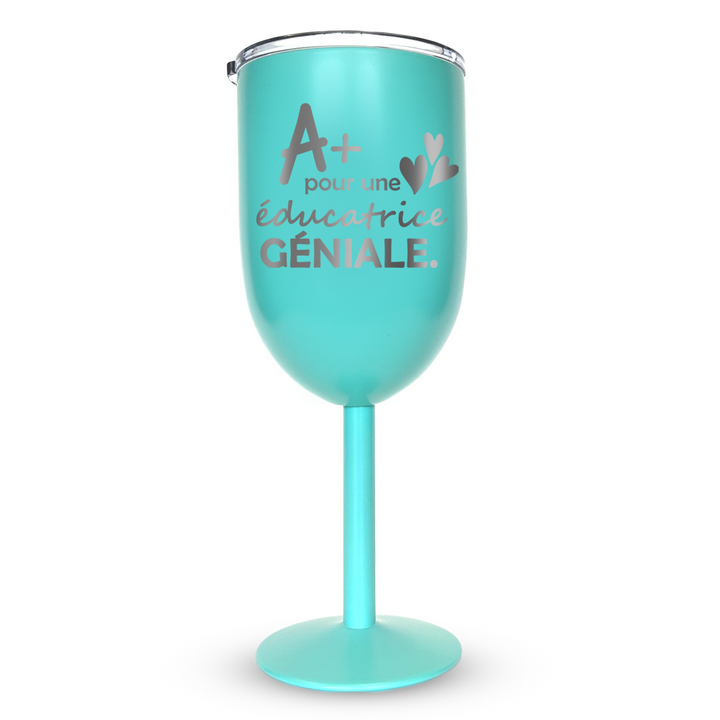 Verre gravé - A+ pour une éducatrice géniale