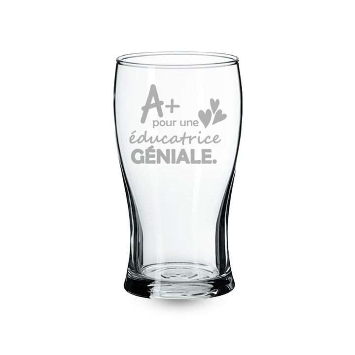 Verre gravé - A+ pour une éducatrice géniale