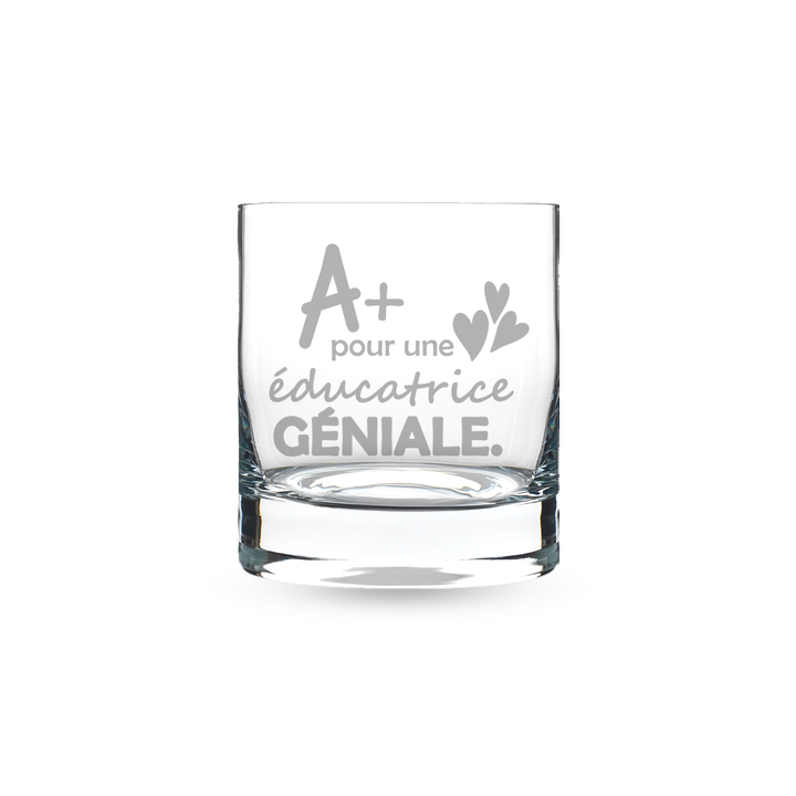 Verre gravé - A+ pour une éducatrice géniale