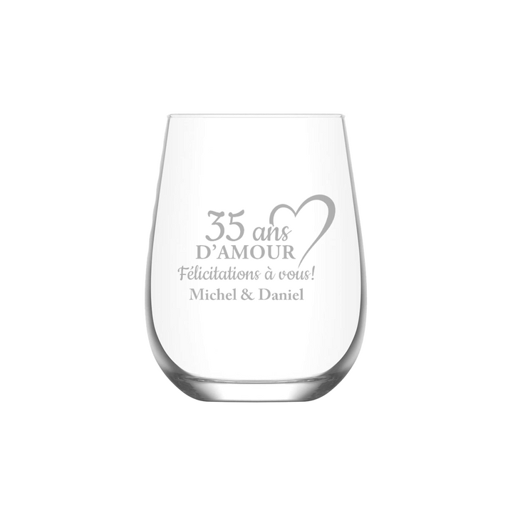 Verre gravé - Année d'amour