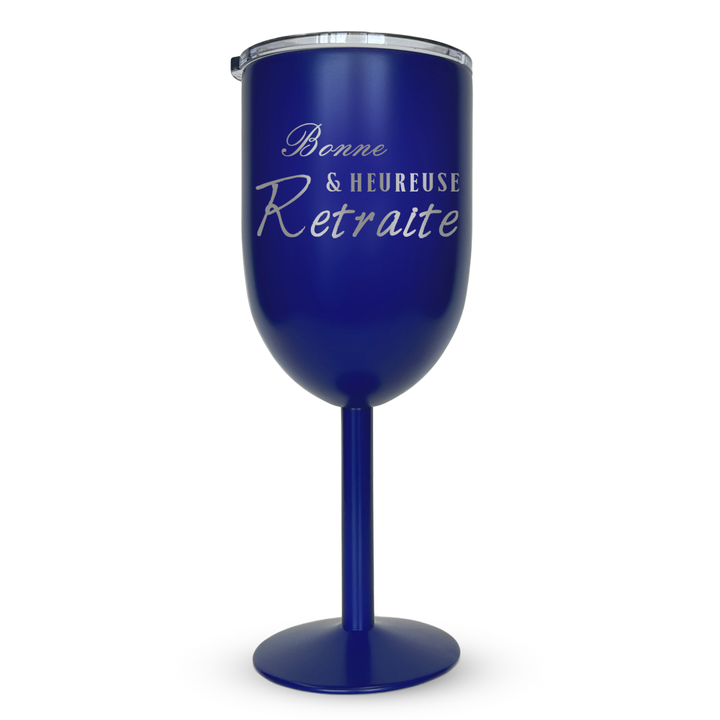 Verre gravé - Bonne & heureuse retraite