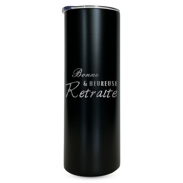 Verre gravé - Bonne & heureuse retraite