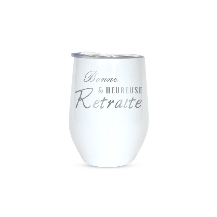 Verre gravé - Bonne & heureuse retraite