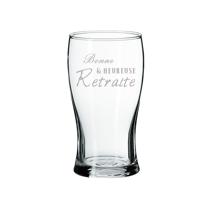 Verre gravé - Bonne & heureuse retraite