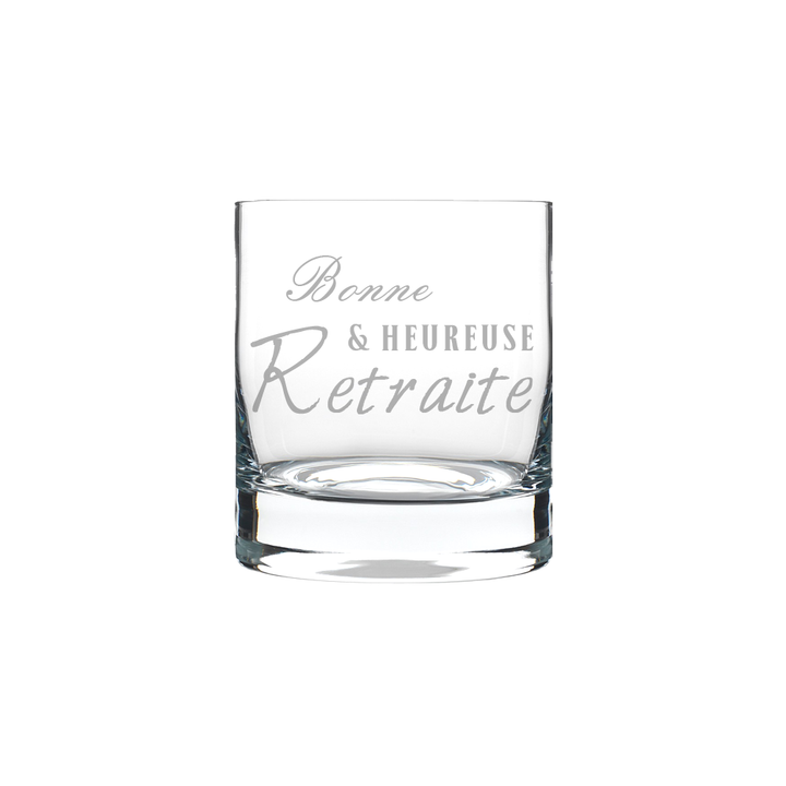 Verre gravé - Bonne & heureuse retraite