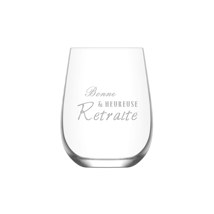 Verre gravé - Bonne & heureuse retraite