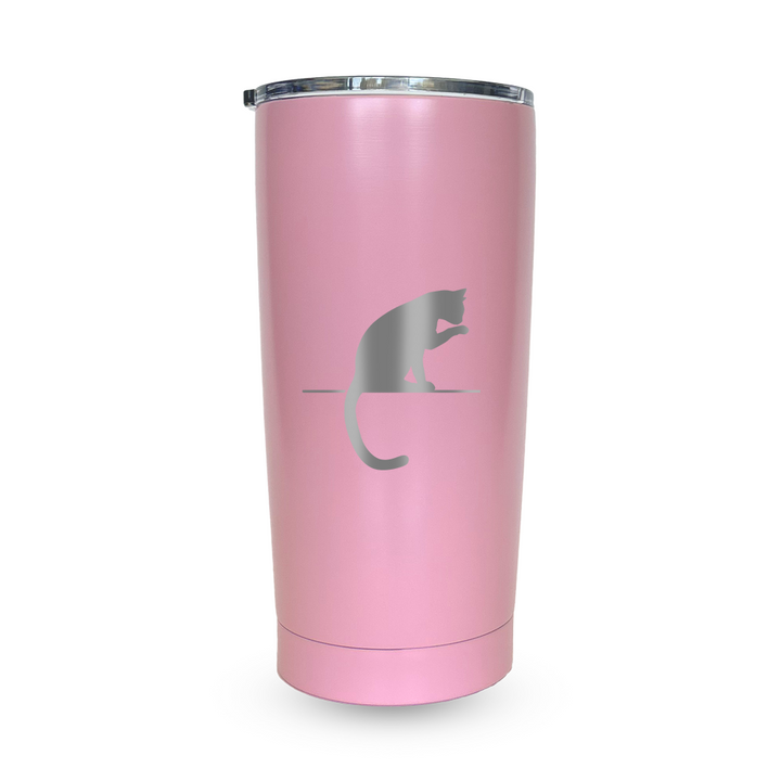 Verre gravé - Chat qui se leche sa patte