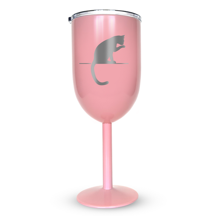 Verre gravé - Chat qui se leche sa patte