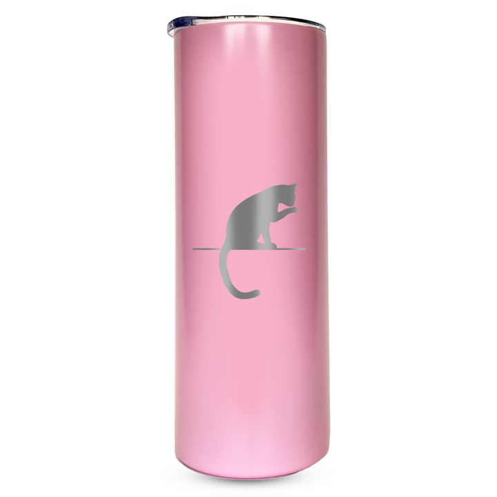 Verre gravé - Chat qui se leche sa patte