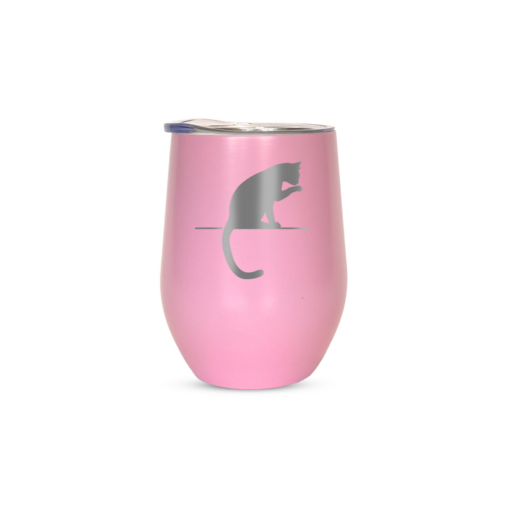 Verre gravé - Chat qui se leche sa patte