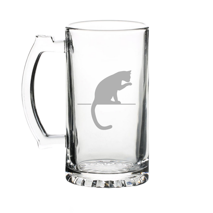 Verre gravé - Chat qui se leche sa patte