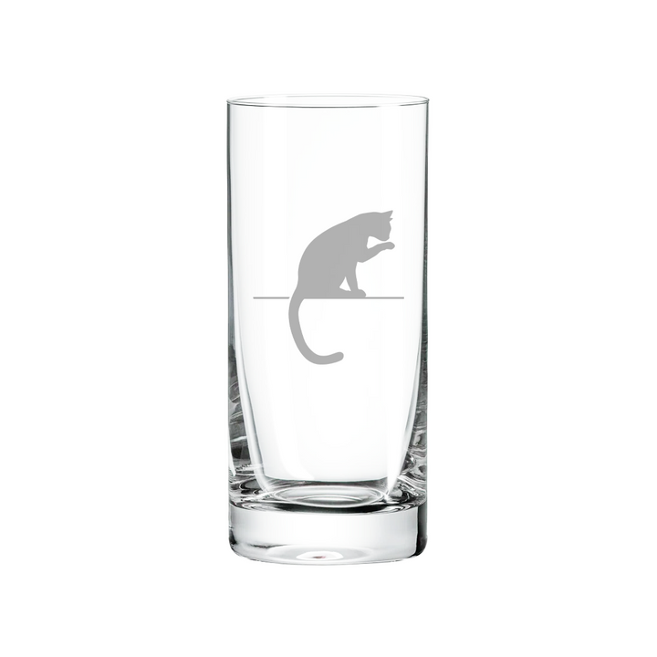 Verre gravé - Chat qui se leche sa patte