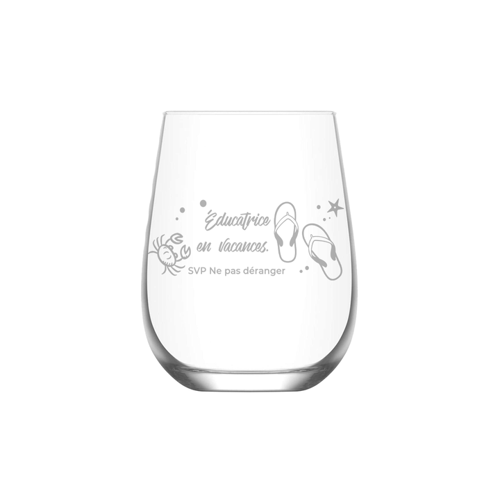 Verre gravé - Éducatrice en vacances