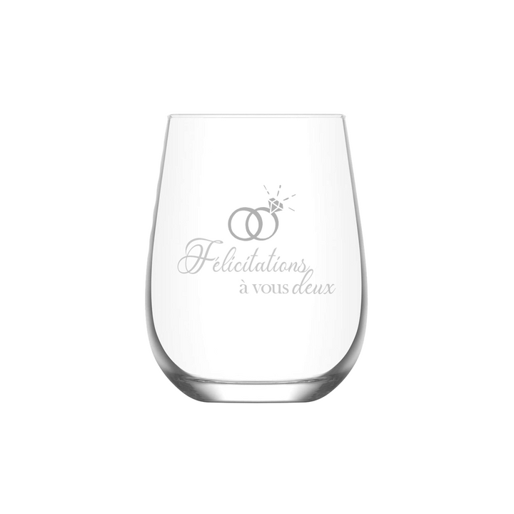Verre gravé - Félicitations à vous deux