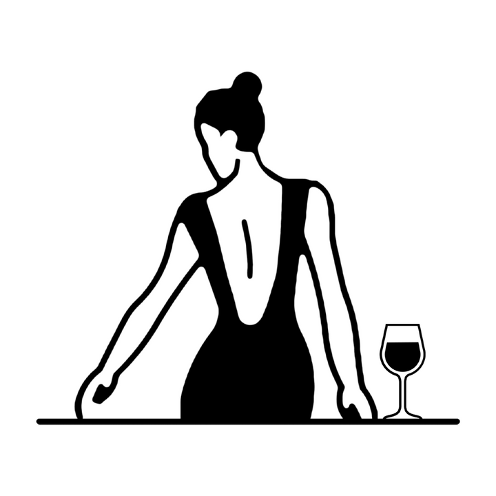 Verre gravé - Femme assise & verre à vin