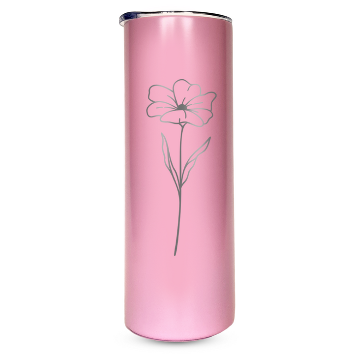 Verre gravé - Fleur délicate