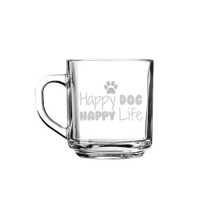 Verre gravé  - Happy dog, Happy life