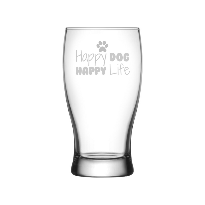 Verre gravé  - Happy dog, Happy life