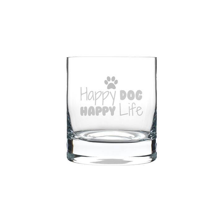 Verre gravé  - Happy dog, Happy life