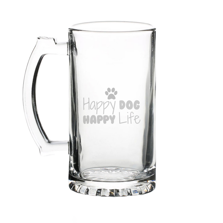 Verre gravé  - Happy dog, Happy life