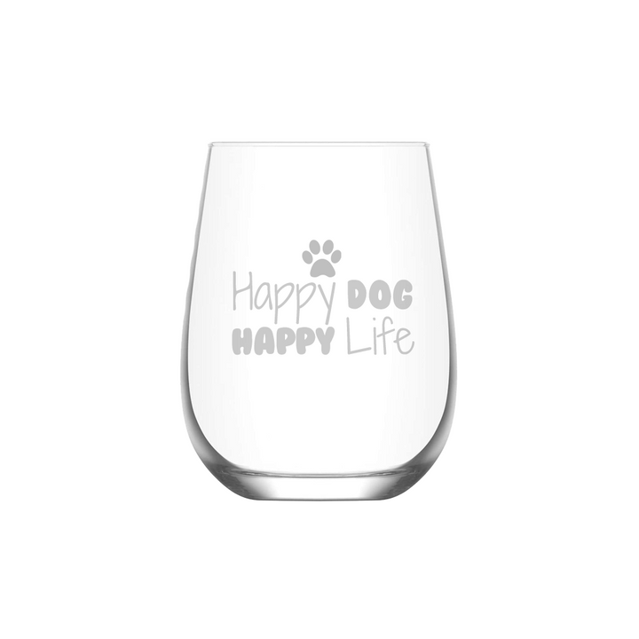 Verre gravé  - Happy dog, Happy life
