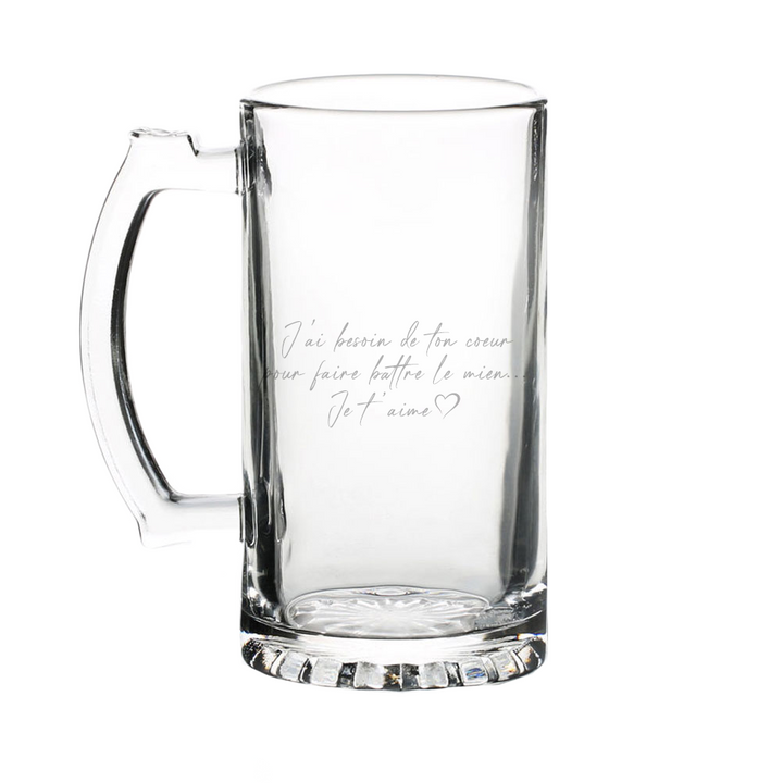 Verre gravé - J'ai besoin de ton coeur