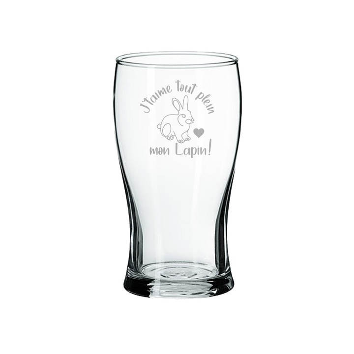 Verre gravé  - J'taime tout plein mon lapin