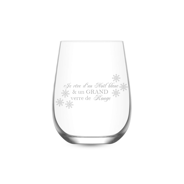 Verre gravé - Je rêve d'un Noël blanc