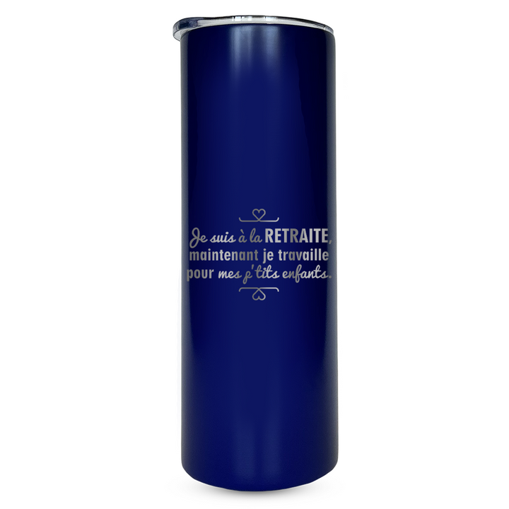 Verre gravé - Je suis à la retraite, je travaille pour mes p'tits enfants
