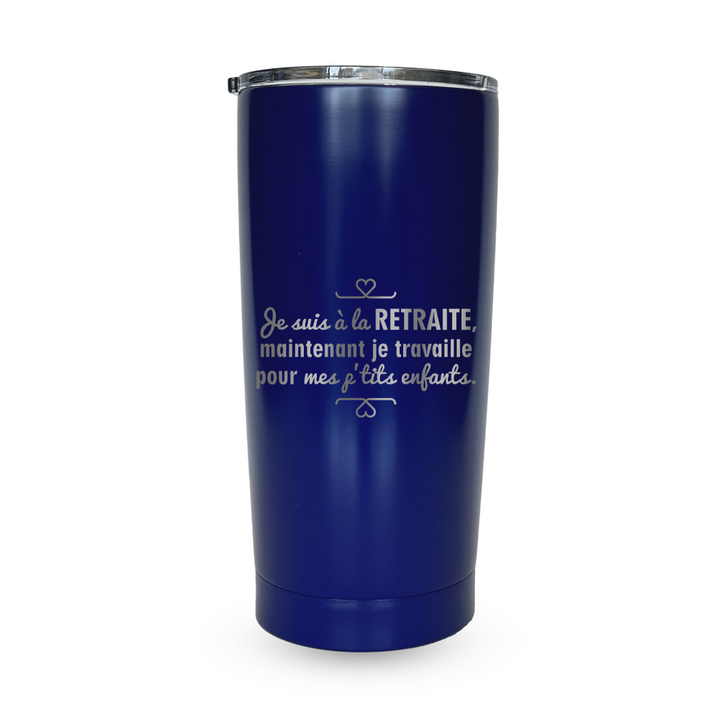 Verre gravé - Je suis à la retraite, je travaille pour mes p'tits enfants