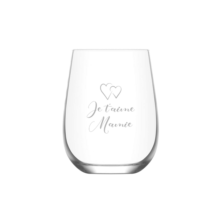 Verre gravé - Je t'aime Mamie