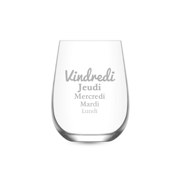Verre à vin gravé - Jours de la semaine