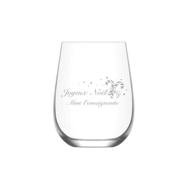 Verre gravé - Joyeux Noël Mme l'enseignante