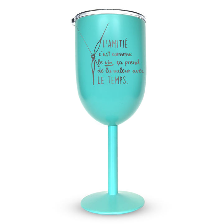 Verre gravé - L'amitié c'est comme le vin, ça prend de la valeur avec le temps