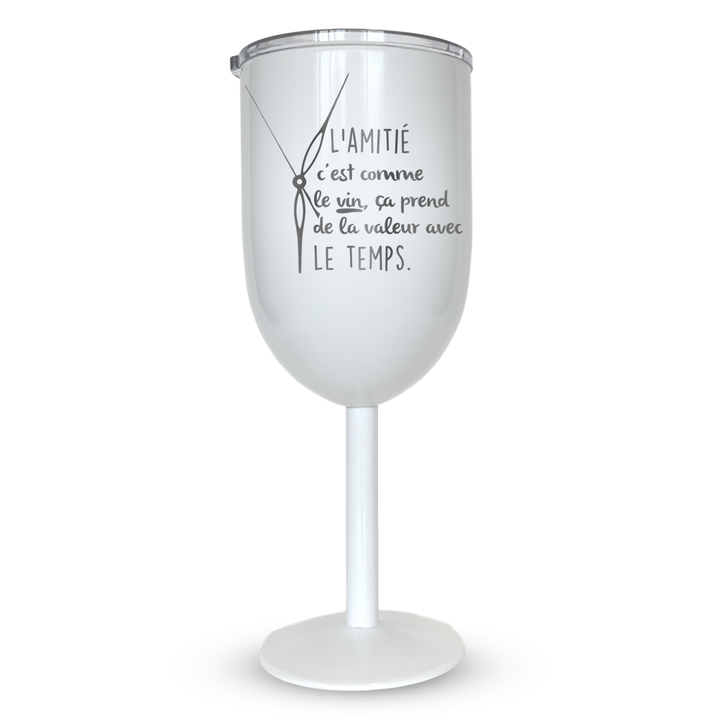 Verre gravé - L'amitié c'est comme le vin, ça prend de la valeur avec le temps