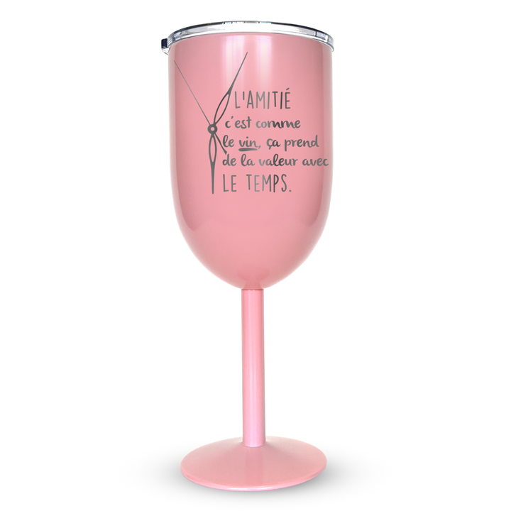 Verre gravé - L'amitié c'est comme le vin, ça prend de la valeur avec le temps