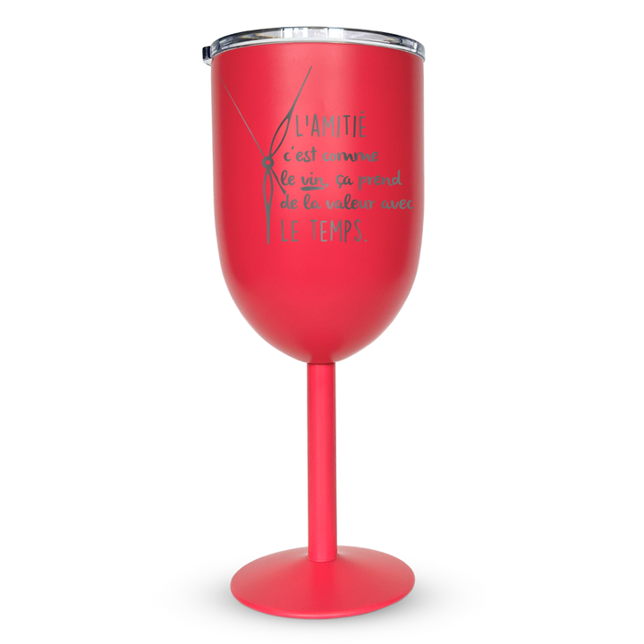 Verre gravé - L'amitié c'est comme le vin, ça prend de la valeur avec le temps