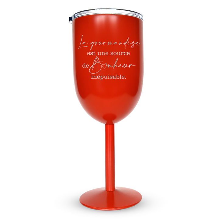 Verre gravé - La gourmandise, source de Bonheur inépuisable