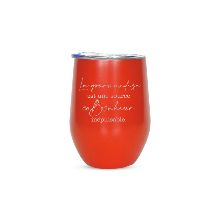 Verre gravé - La gourmandise, source de Bonheur inépuisable