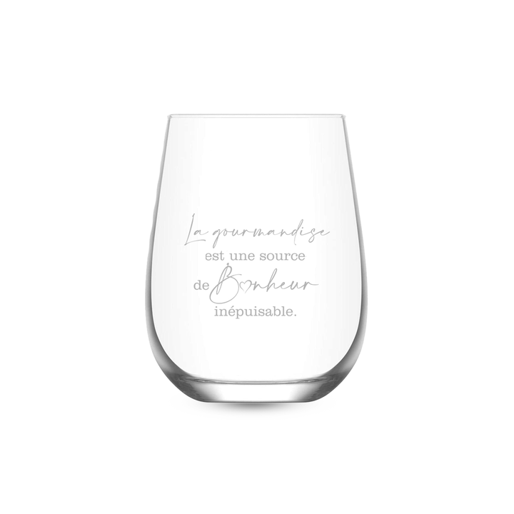 Verre gravé - La gourmandise, source de Bonheur inépuisable