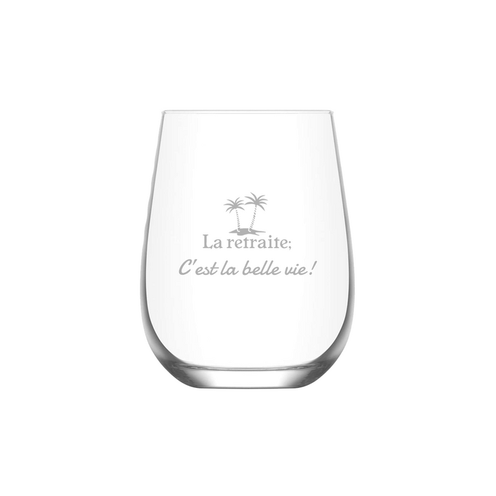 Verre gravé - La retraite c'est la belle vie