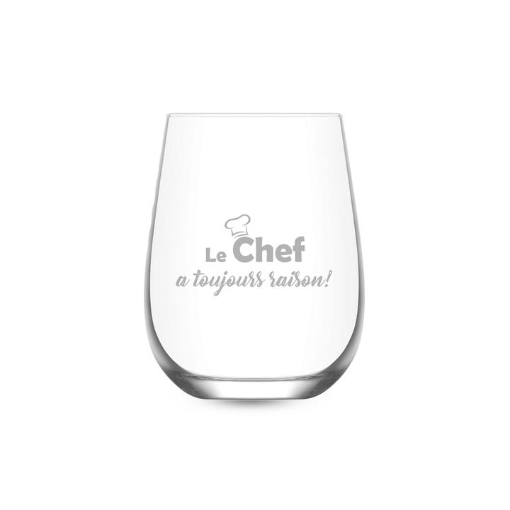 Verre gravé - Le Chef a toujours raison
