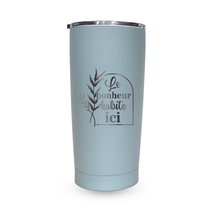 Verre gravé - Le bonheur habite ici