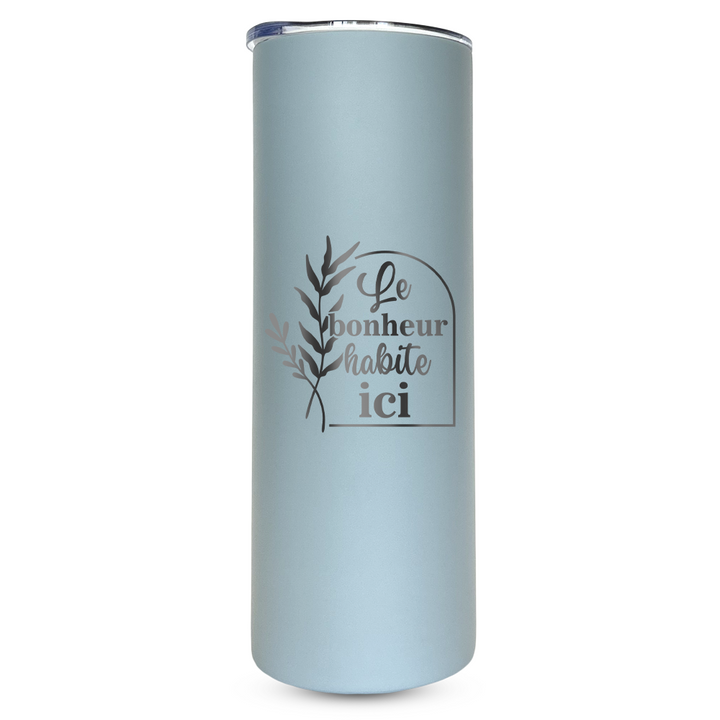 Verre gravé - Le bonheur habite ici