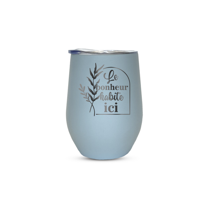 Verre gravé - Le bonheur habite ici