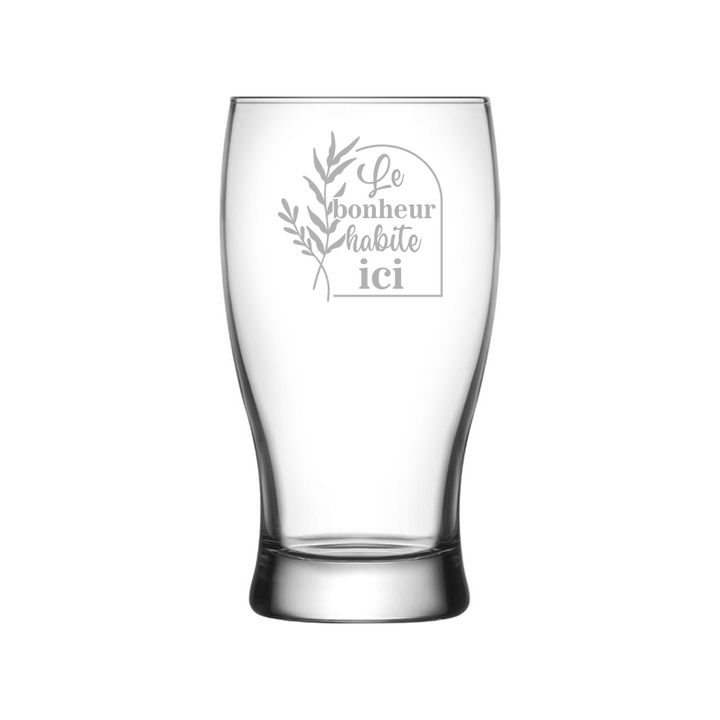 Verre gravé - Le bonheur habite ici