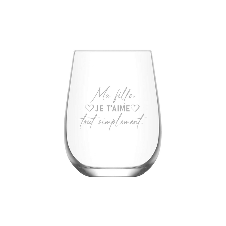 Verre gravé - Ma fille, je t'aime tout simplement