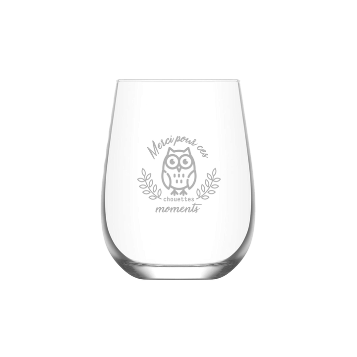 Verre gravé - Chouette