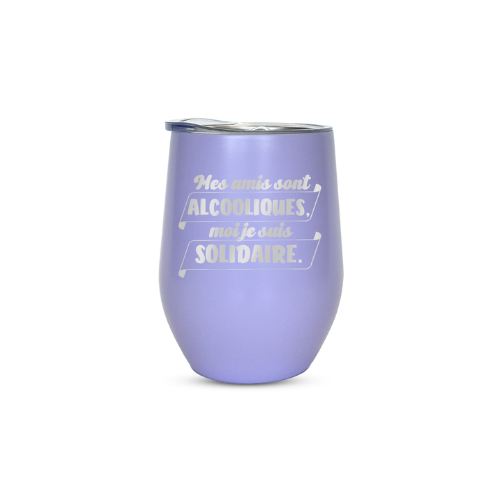 Verre gravé - Mes amis sont alcooliques, moi je suis solidaire.