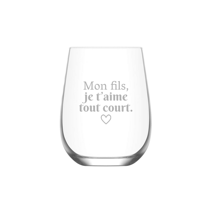 Verre gravé - Mon fils, je t'aime